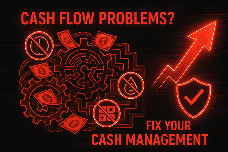 Business owner reviewing cash flow dashboard to solve cash management challenges
