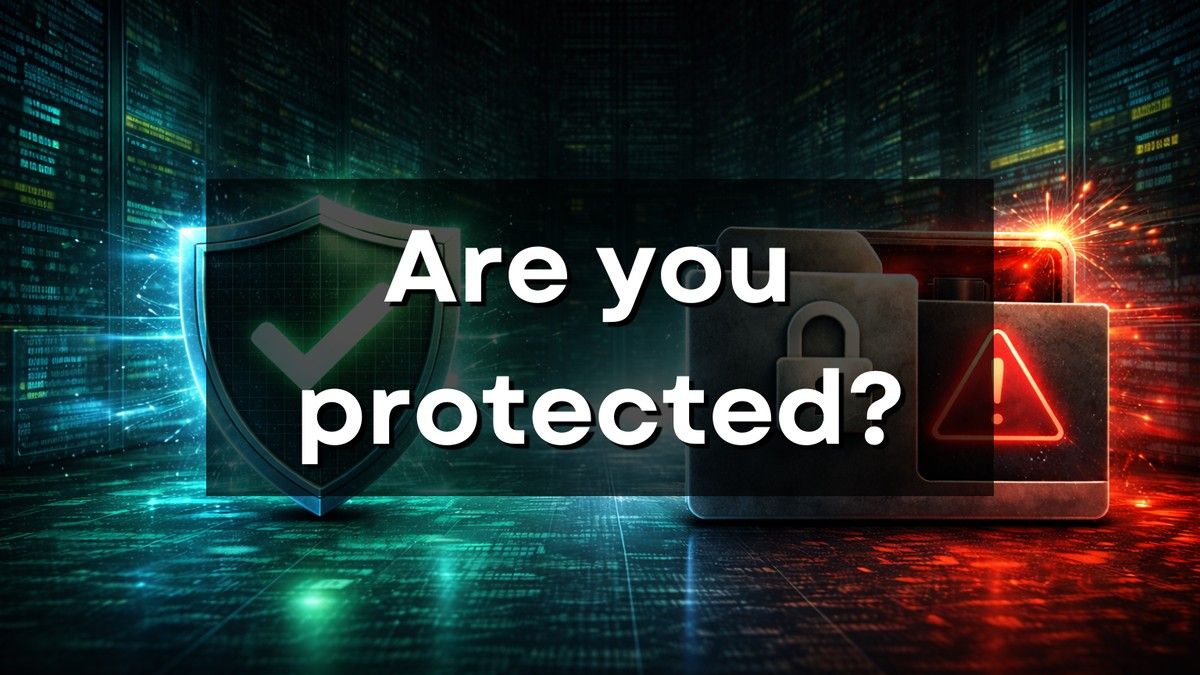 Cybersecurity-themed visual showing a verified shield and a risky escrow folder, illustrating the difference between verification and storage in escrow for NBFCs