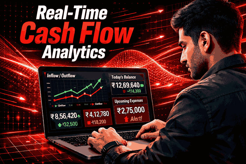 Real-time cash flow analytics help startups track burn rate, runway, and liquidity instantly from a unified SprintNXT dashboard.