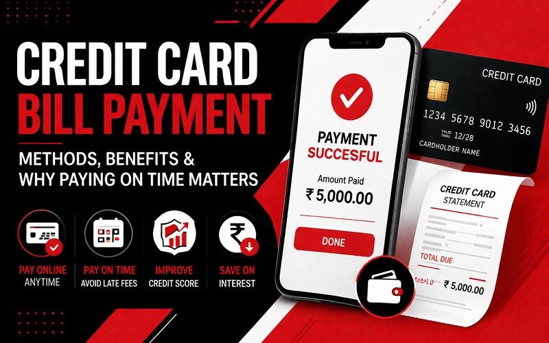 Person paying credit card bill online using mobile banking or UPI app for fast and secure payment